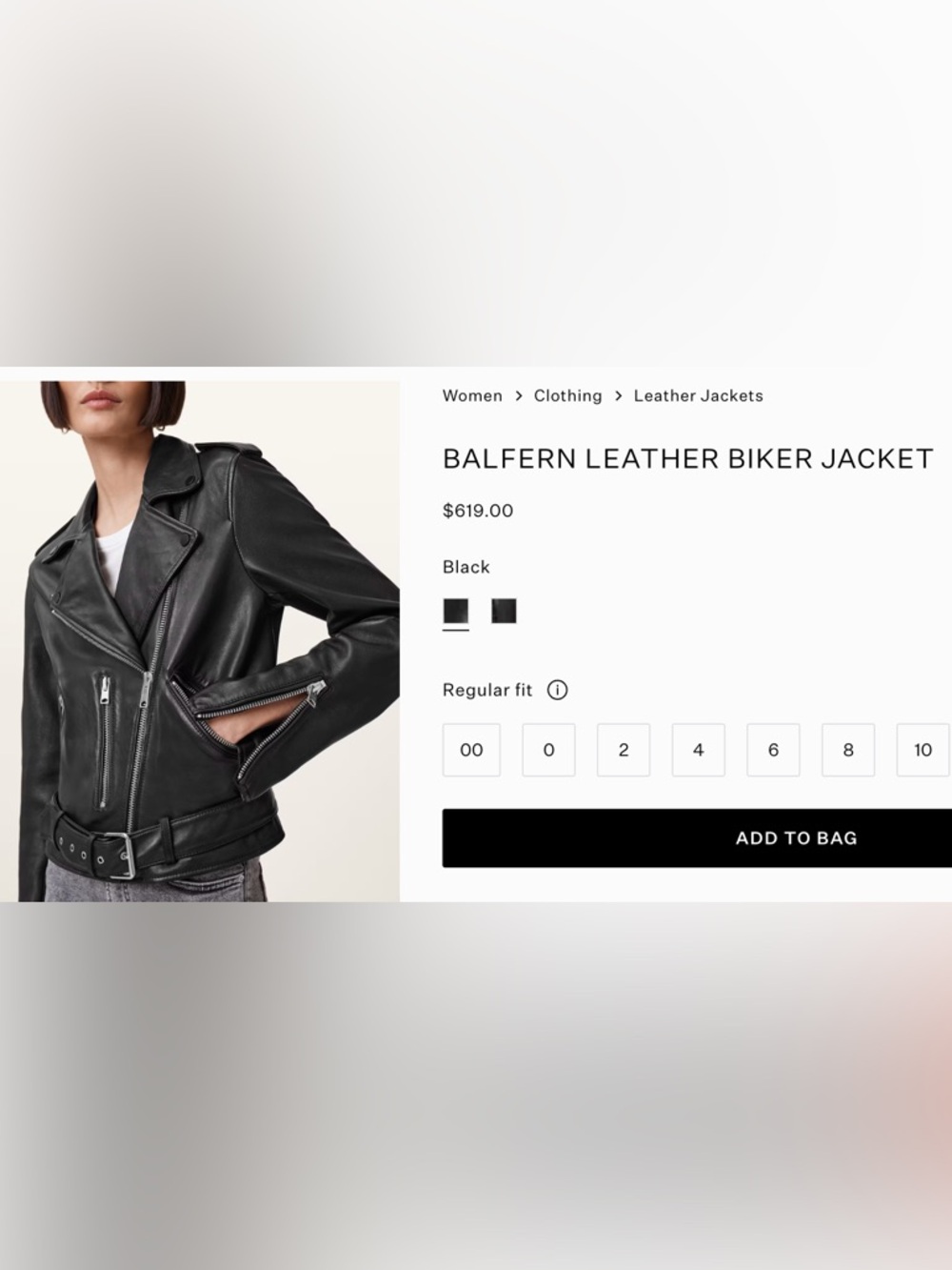 ALLSAINTS Balfern Leather Biker Jacket Dark Olive-Brown Moto Jacket - RARE COLOR - Picture 13 of 13